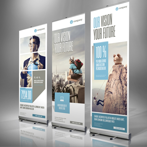 Pull-Up Retractable Tradeshow Banner Portable Pop-Up (Choose Size)