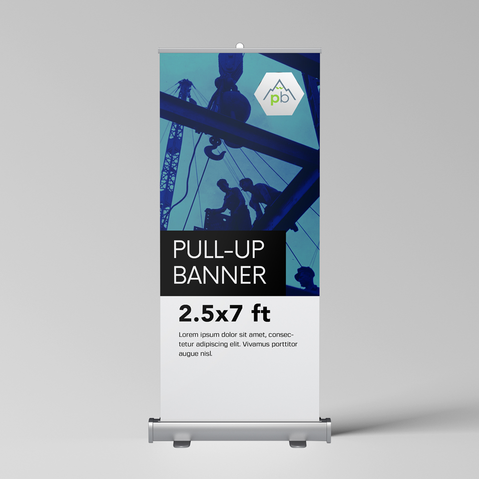 Pull-Up Retractable Tradeshow Banner Portable Pop-Up (Choose Size)