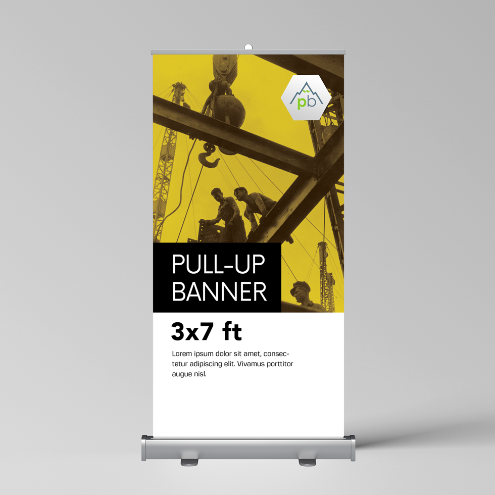 Pull-Up Retractable Tradeshow Banner Portable Pop-Up (Choose Size)