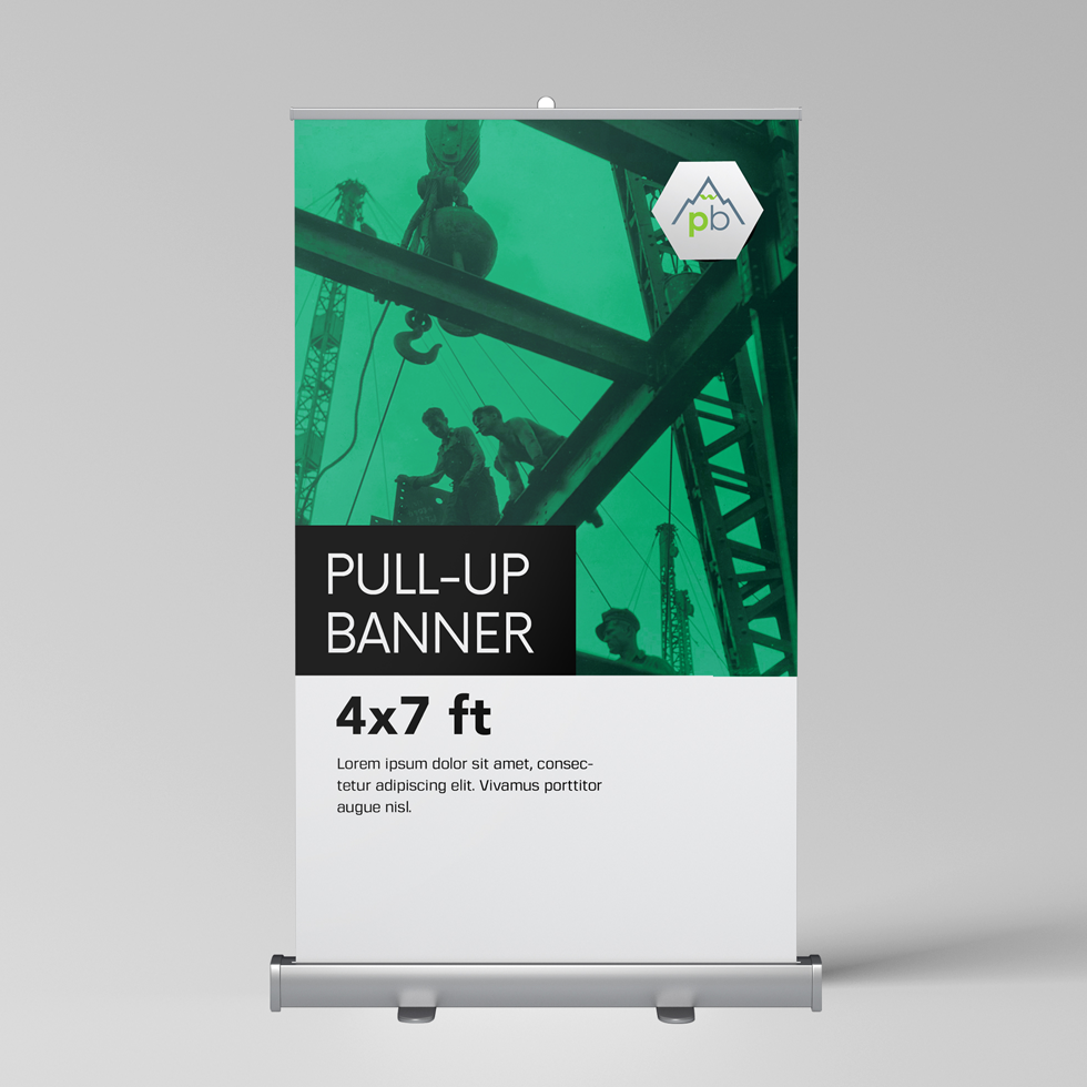Pull-Up Retractable Tradeshow Banner Portable Pop-Up (Choose Size)