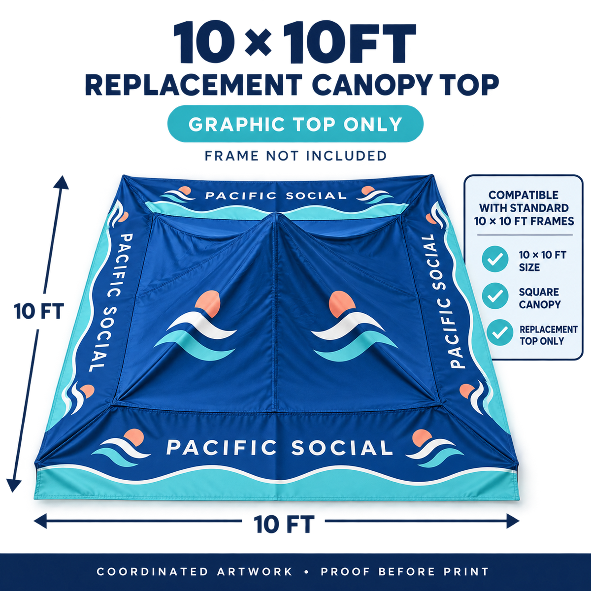 Replacement 10×10 Custom Canopy Top – Graphic Only