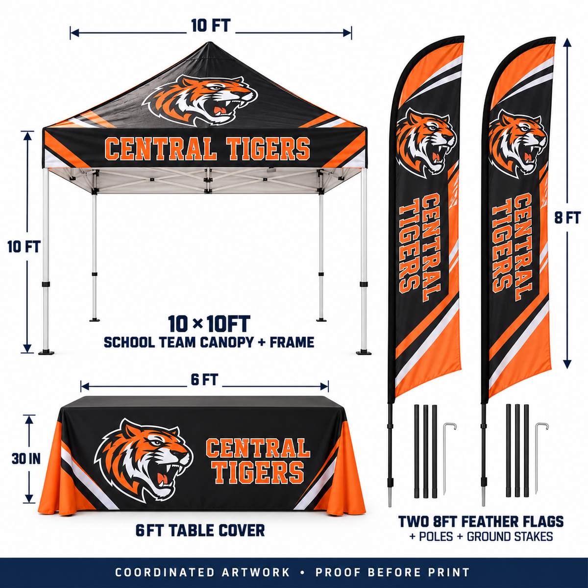 Custom School Team Event Package – Tent, Cover & Flags