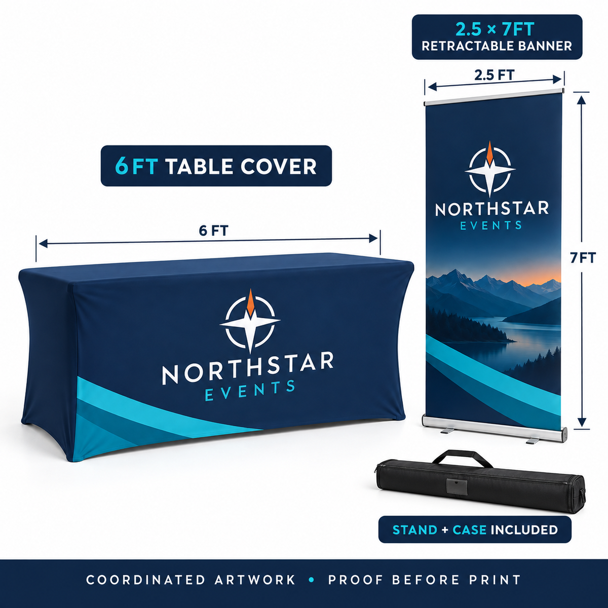 Custom Trade Show Display Starter Kit – Table Cover + Retractable Banner